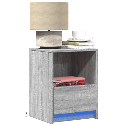 Comodini con Luci LED 2pz Grigio Sonoma in Legno Multistrato - homemem39