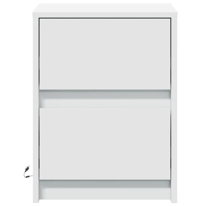 Comodini con Luci LED 2pz Bianchi in Legno Multistrato - homemem39