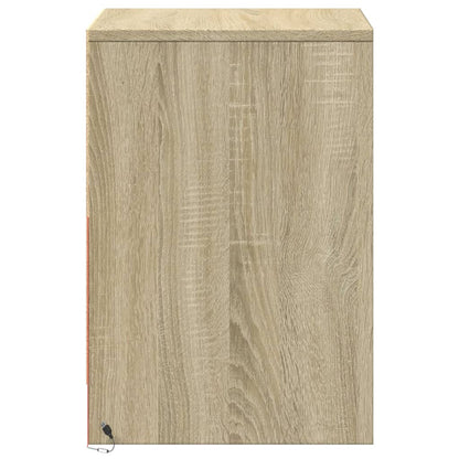 Comodino con Luci LED Rovere Sonoma in Legno Multistrato