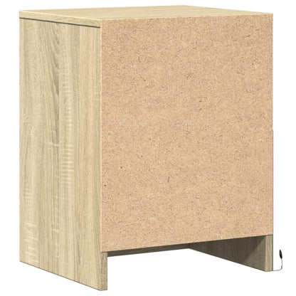 Comodino con Luci LED Rovere Sonoma in Legno Multistrato