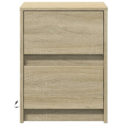 Comodini con Luci LED 2pz Rovere Sonoma in Legno Multistrato - homemem39