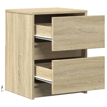 Comodini con Luci LED 2pz Rovere Sonoma in Legno Multistrato - homemem39