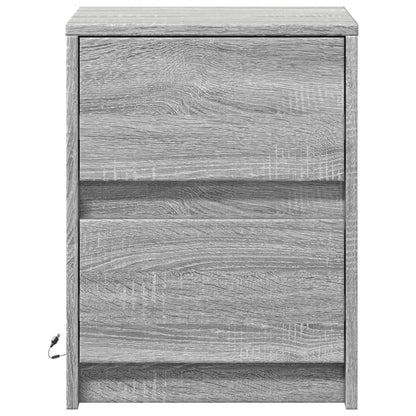 Comodini con Luci LED 2pz Grigio Sonoma in Legno Multistrato - homemem39