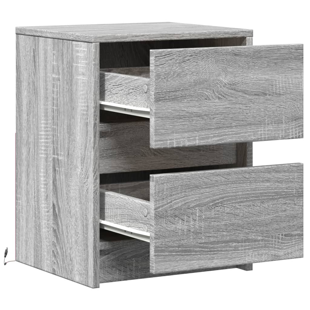 Comodini con Luci LED 2pz Grigio Sonoma in Legno Multistrato - homemem39