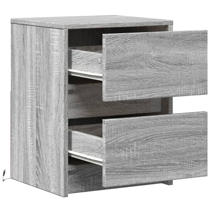 Comodini con Luci LED 2pz Grigio Sonoma in Legno Multistrato - homemem39