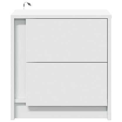 Comodini con Luci LED 2pz Bianchi in Legno Multistrato - homemem39