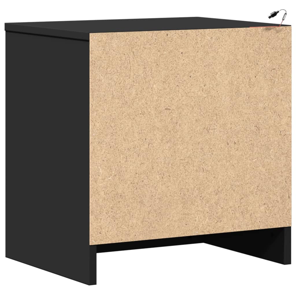 Comodini con Luci LED 2pz Neri in Legno Multistrato - homemem39