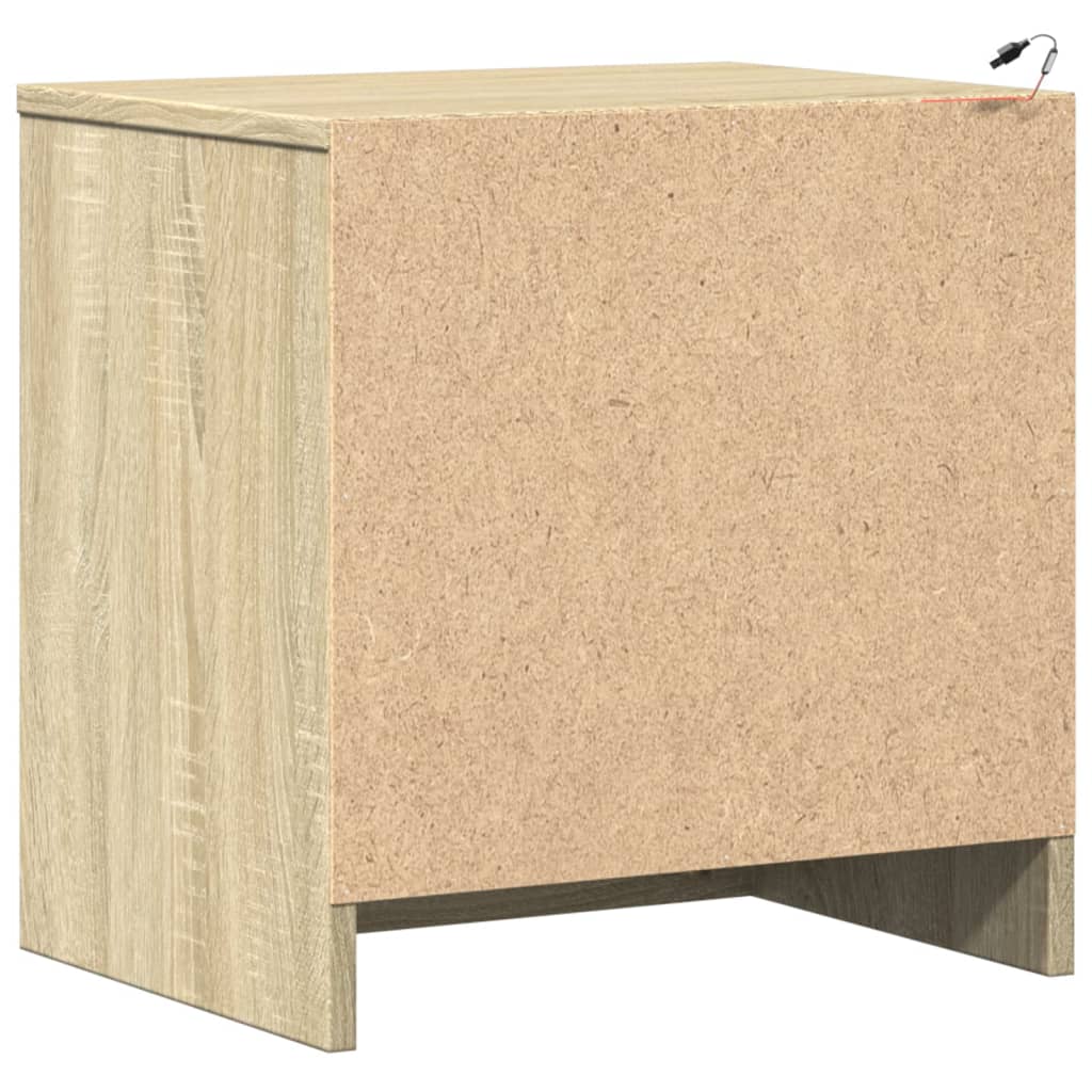 Comodino con Luci LED Rovere Sonoma in Legno Multistrato - homemem39