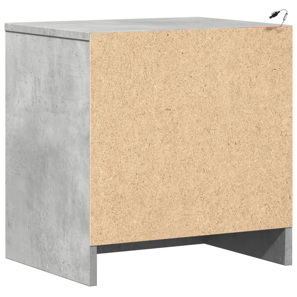 Comodini con Luci LED 2pz Grigio Cemento in Legno Multistrato - homemem39