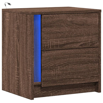 Comodino con Luci LED Rovere Marrone in Legno Multistrato - homemem39
