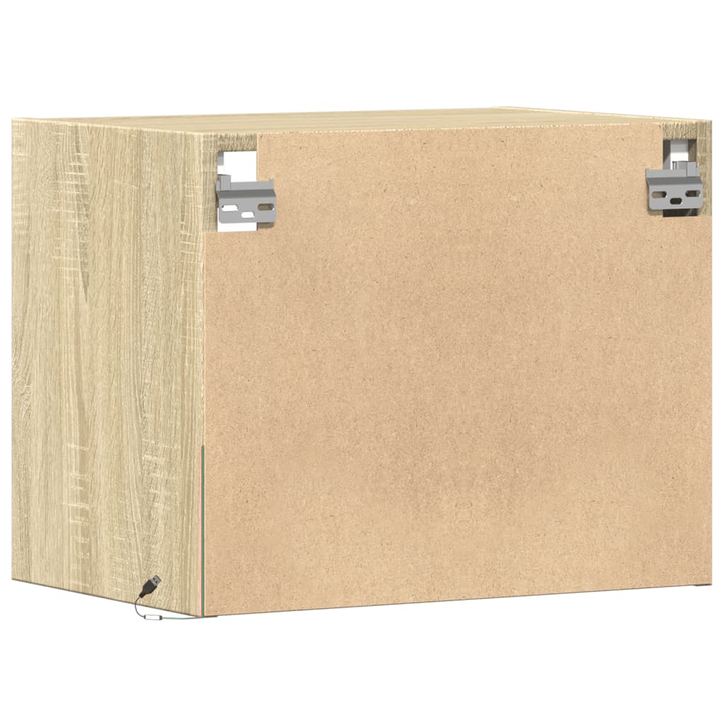 Comodini a Parete con luci LED 2 pz Rovere Sonoma - homemem39