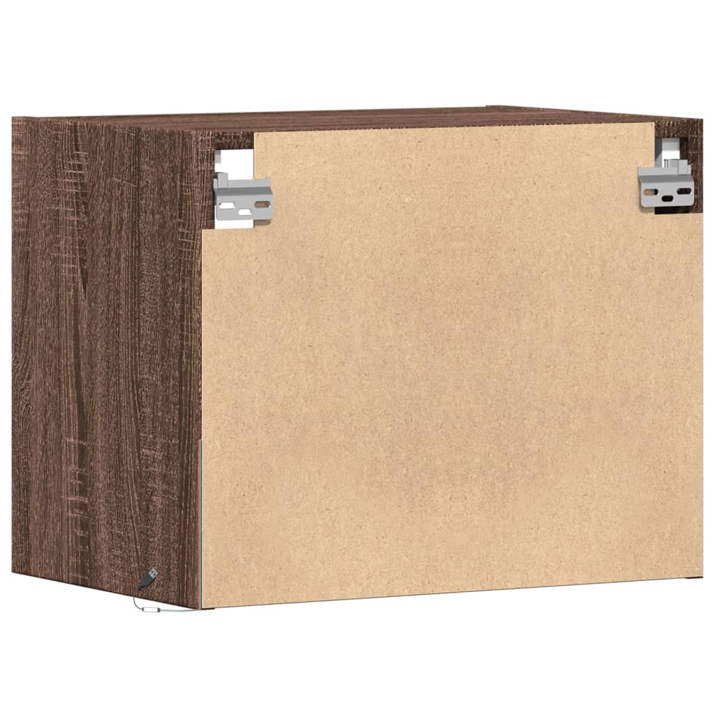 Comodino a Parete con luci LED Rovere Marrone - homemem39