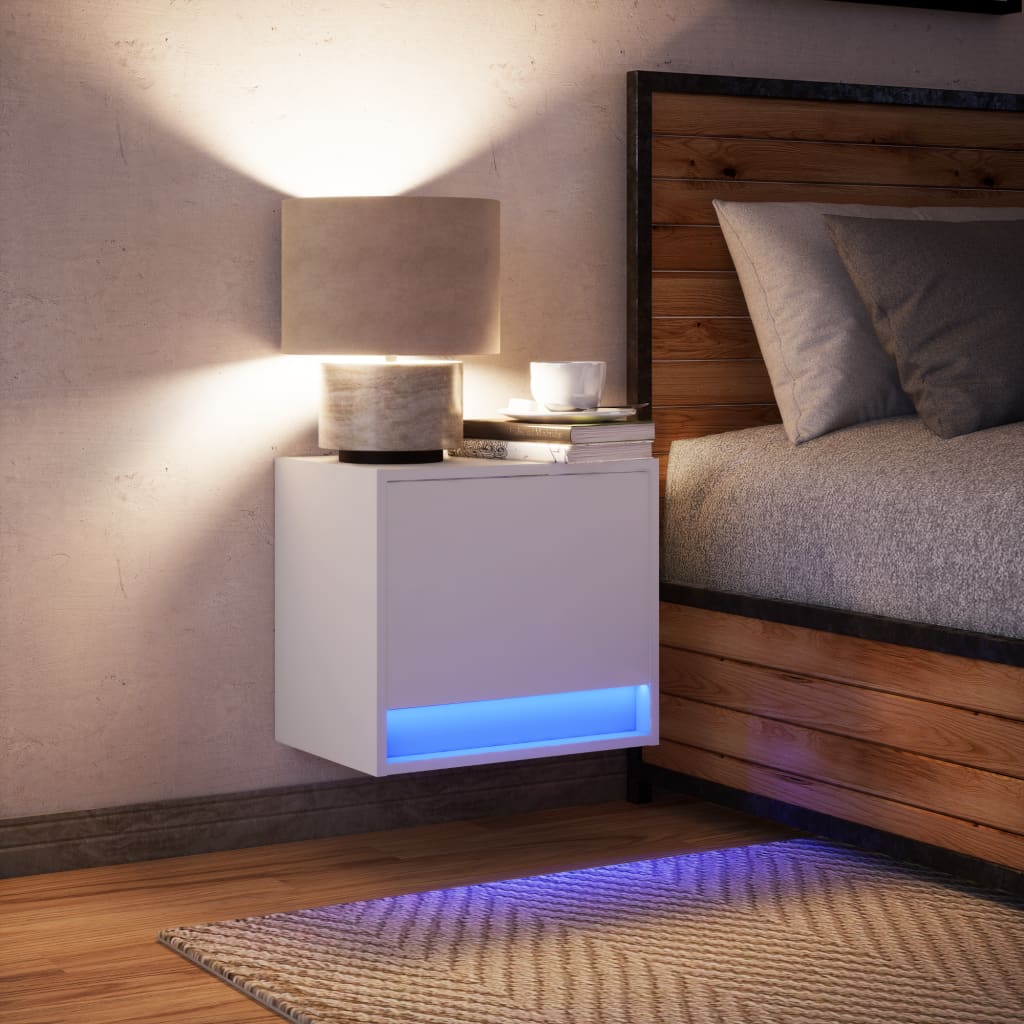 Comodino a Parete con Luci LED Bianco - homemem39