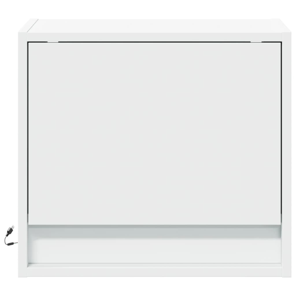 Comodini a Parete con Luci LED 2 pz Bianchi - homemem39