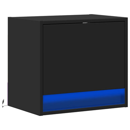 Comodino a Parete con Luci LED Nero