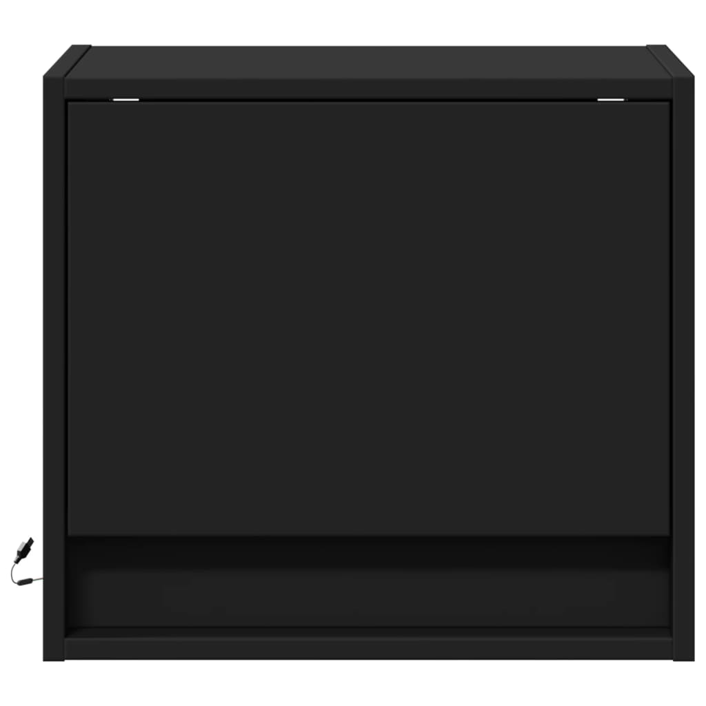 Comodino a Parete con Luci LED Nero