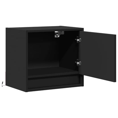Comodino a Parete con Luci LED Nero
