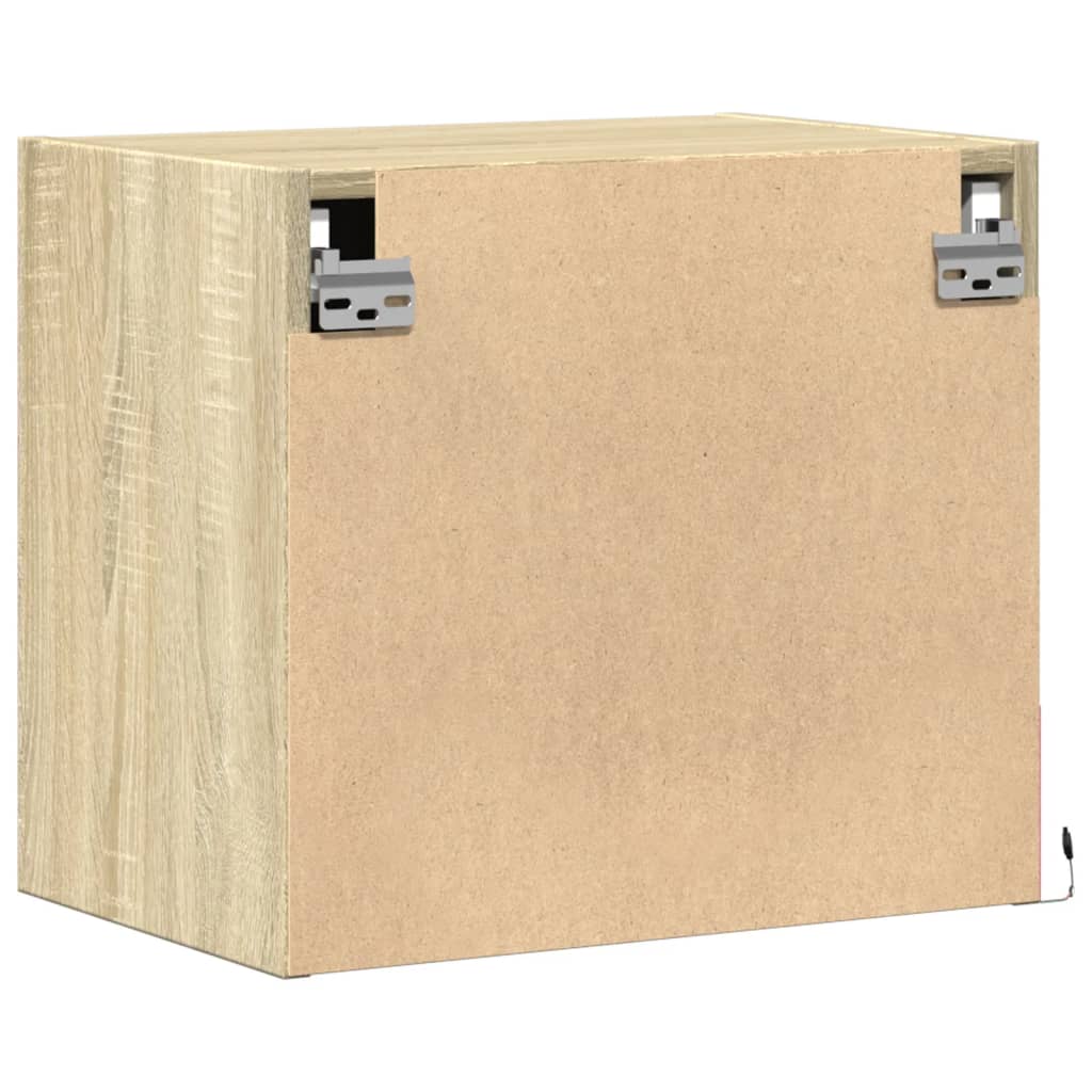 Comodino a Parete con luci LED Rovere Sonoma - homemem39