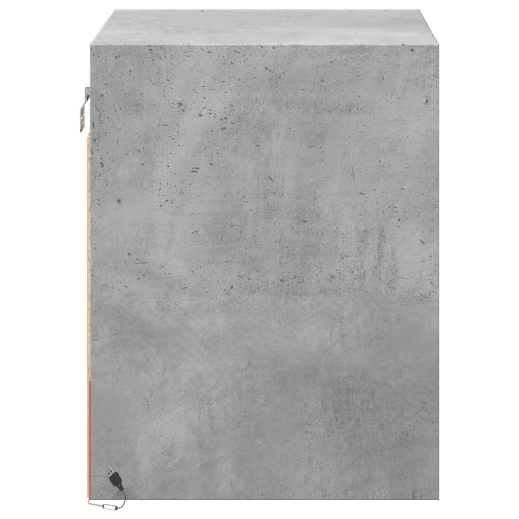 Comodino a Parete con Luci LED Grigio Cemento