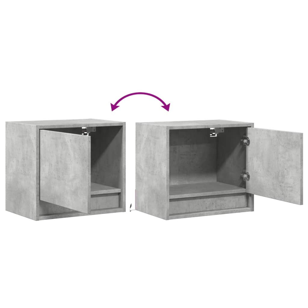 Comodino a Parete con Luci LED Grigio Cemento