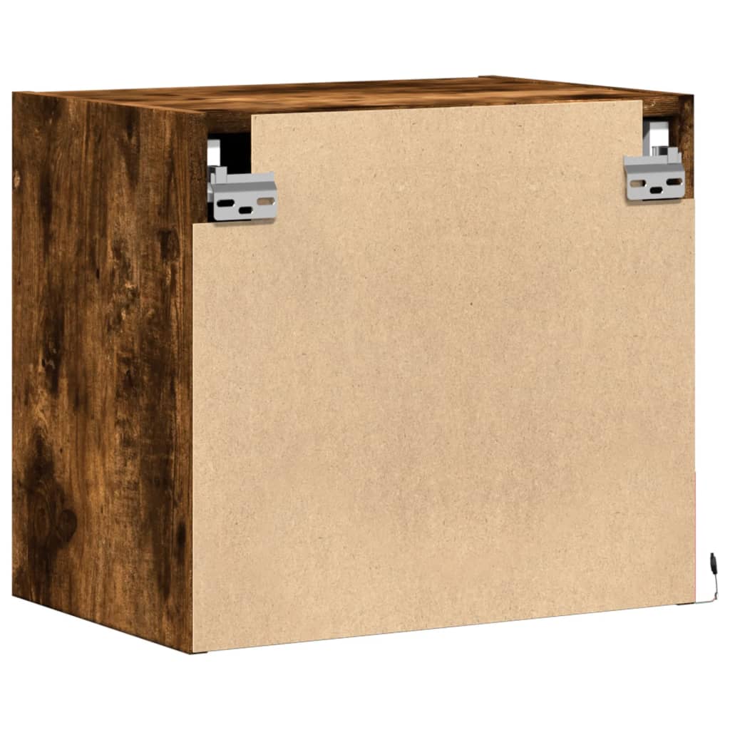 Comodini a Parete con luci LED 2 pz Rovere Fumo - homemem39