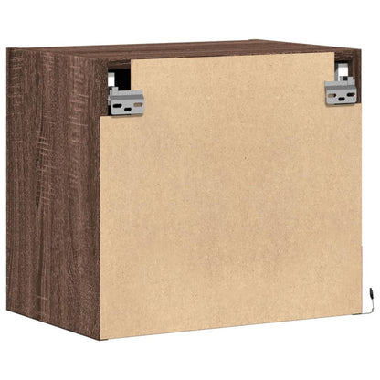 Comodini a Parete con luci LED 2 pz Rovere Marrone - homemem39