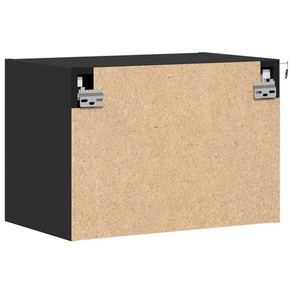 Comodini a Parete con Luci LED 2 pz Neri - homemem39