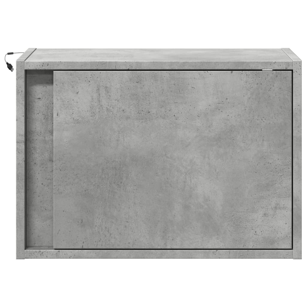 Comodini a Parete con Luci LED 2 pz Grigio Cemento - homemem39