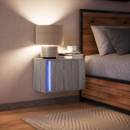 Comodino a Parete con luci LED Grigio Sonoma - homemem39