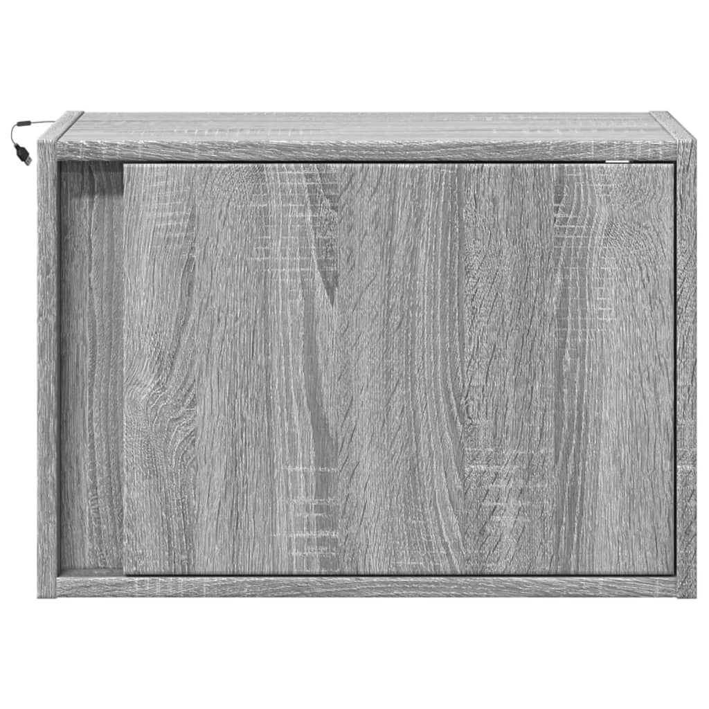 Comodini a Parete con luci LED 2 pz Grigio Sonoma - homemem39