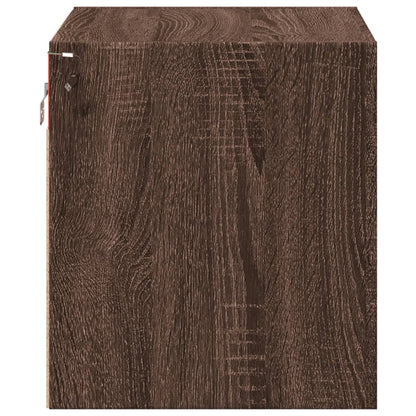 Comodino a Parete con luci LED Rovere Marrone