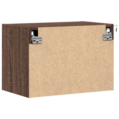 Comodino a Parete con luci LED Rovere Marrone