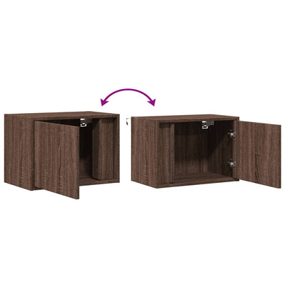 Comodino a Parete con luci LED Rovere Marrone