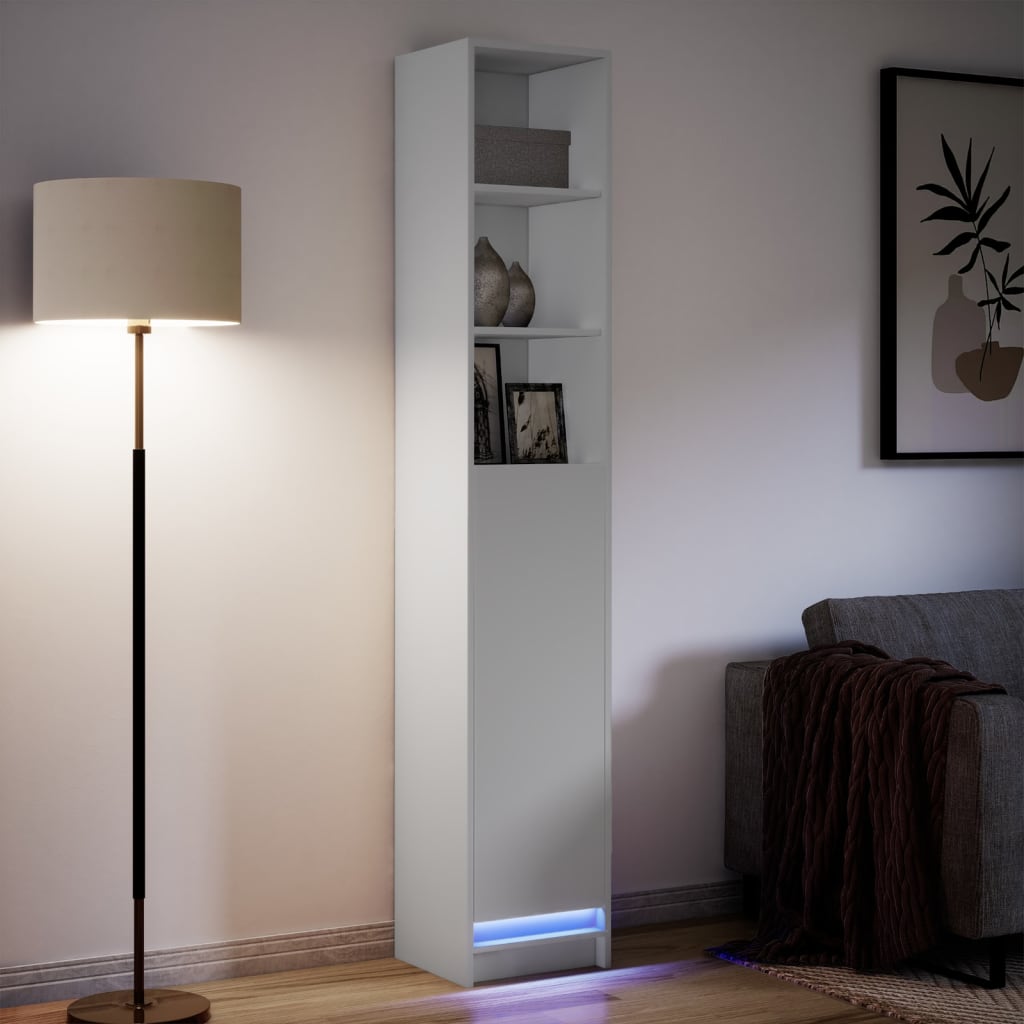 Credenza con LED Bianca 36x32,5x200 cm in Legno Multistrato - homemem39