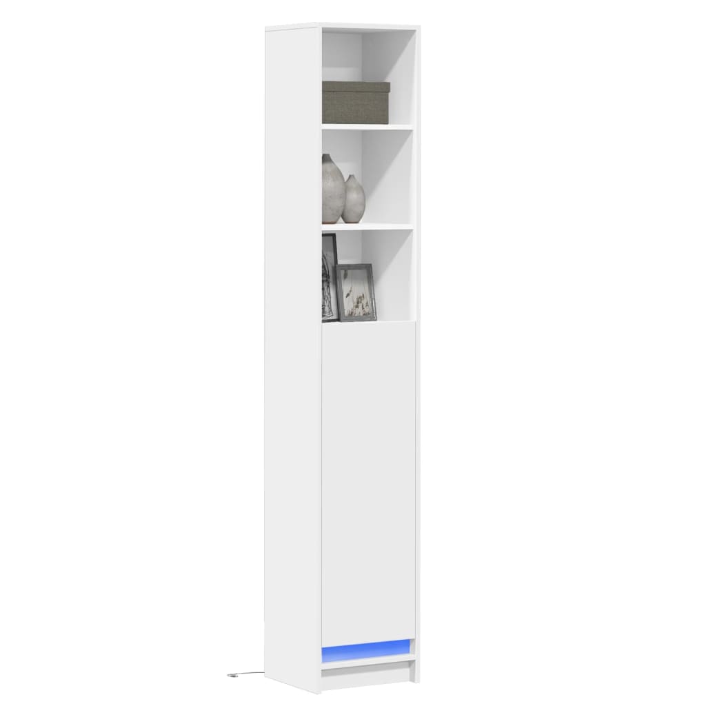 Credenza con LED Bianca 36x32,5x200 cm in Legno Multistrato - homemem39