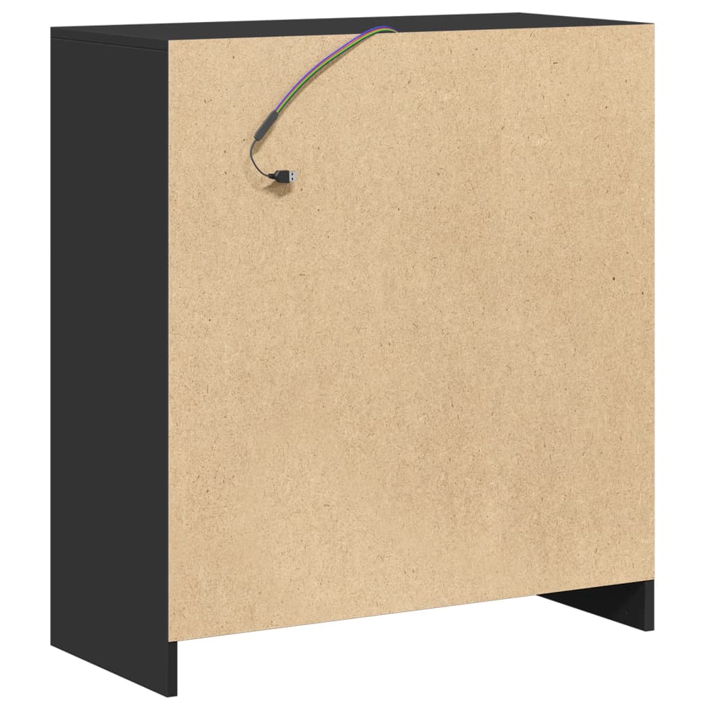 Credenza con LED Nera 77x34x85 cm in Legno Multistrato