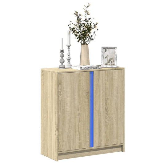 Credenza con LED Rovere Sonoma 77x34x85 cm in Legno Multistrato - homemem39