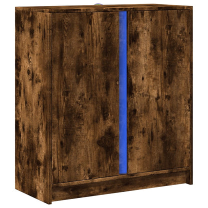Credenza con LED Rovere Fumo 77x34x85 cm in Legno Multistrato - homemem39