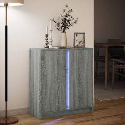 Credenza con LED Grigio Sonoma 77x34x85 cm in Legno Multistrato - homemem39
