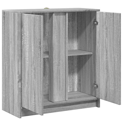 Credenza con LED Grigio Sonoma 77x34x85 cm in Legno Multistrato - homemem39