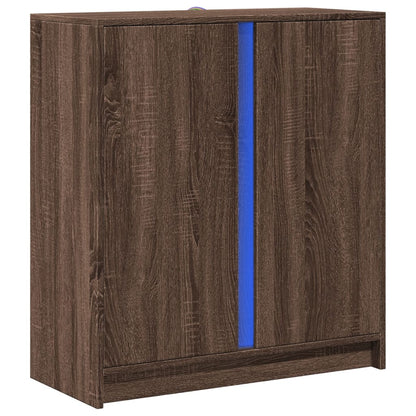 Credenza con LED Rovere Marrone 77x34x85 cm Legno Multistrato - homemem39