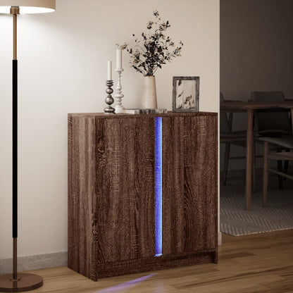 Credenza con LED Rovere Marrone 77x34x85 cm Legno Multistrato - homemem39