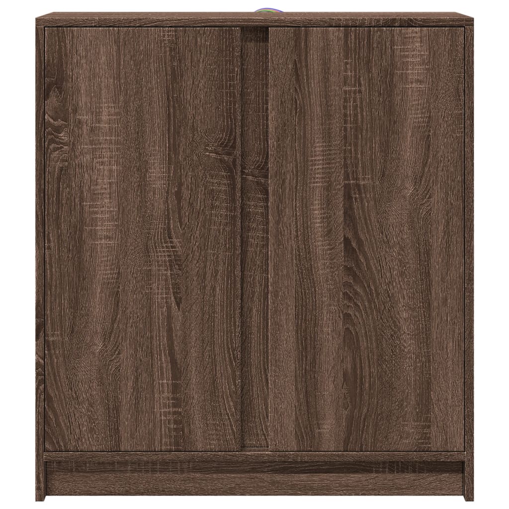 Credenza con LED Rovere Marrone 77x34x85 cm Legno Multistrato - homemem39
