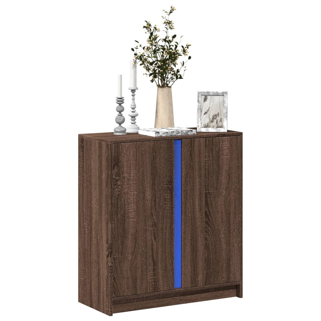 Credenza con LED Rovere Marrone 77x34x85 cm Legno Multistrato - homemem39