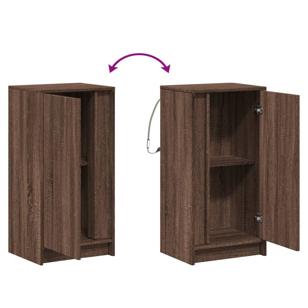 Credenza con LED Rovere Marrone 42,5x34x85 cm Legno Multistrato - homemem39