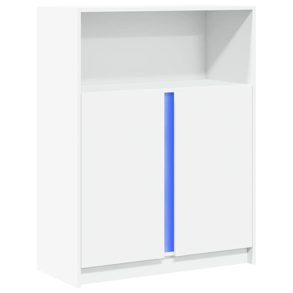 Credenza con LED Bianca 77x34x100 cm in Legno Multistrato - homemem39