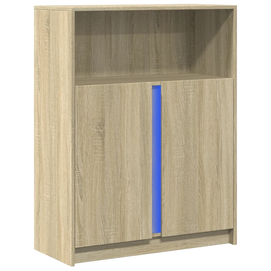 Credenza con LED Rovere Sonoma 77x34x100cm in Legno Multistrato - homemem39