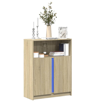 Credenza con LED Rovere Sonoma 77x34x100cm in Legno Multistrato - homemem39