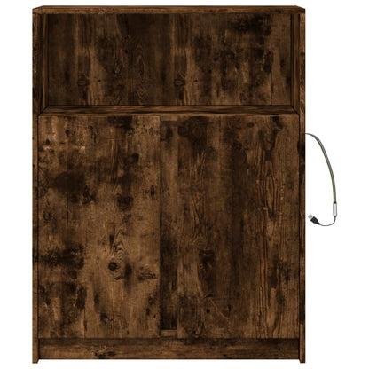 Credenza con LED Rovere Fumo 77x34x100 cm in Legno Multistrato