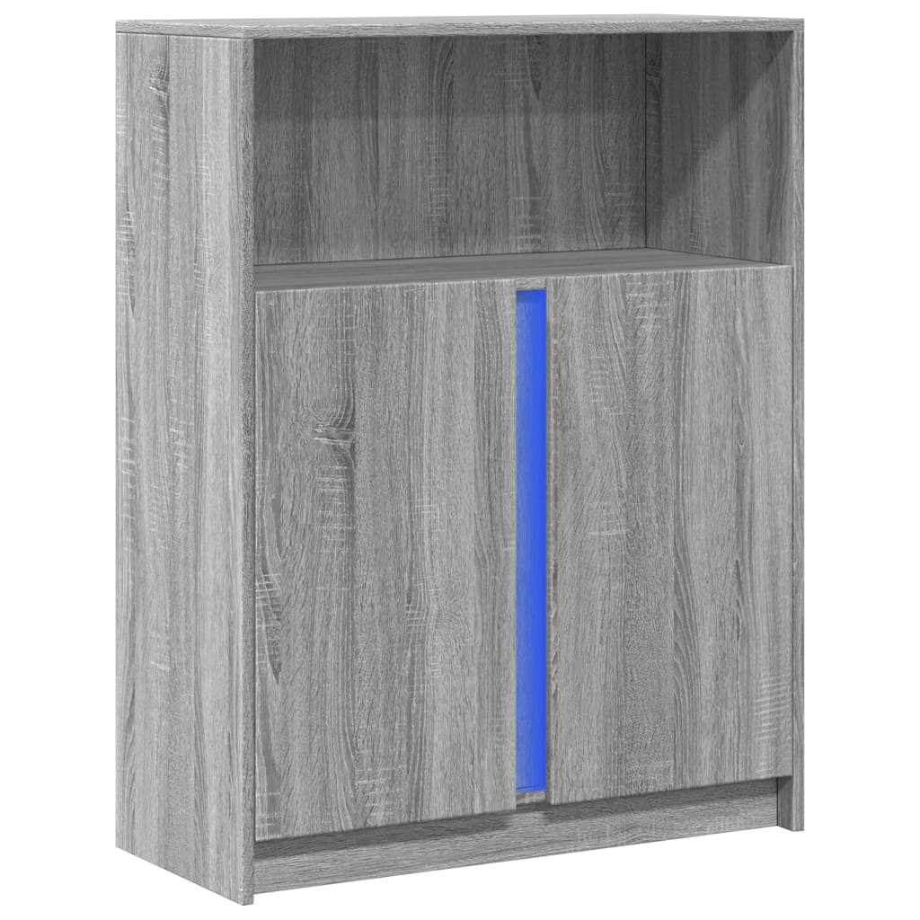 Credenza con LED Grigio Sonoma 77x34x100cm in Legno Multistrato - homemem39